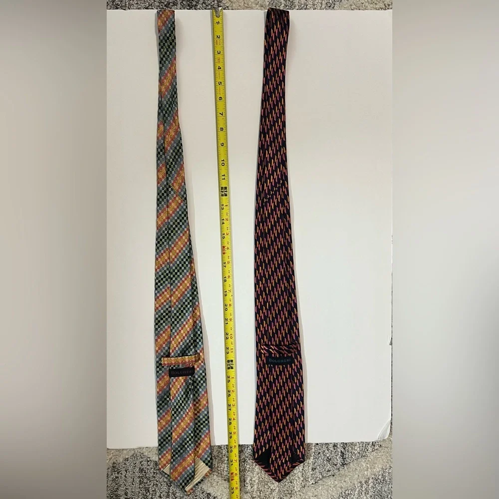 Bolgheri, Multicolor, Vibrant, Patterned,‎ 100% silk, XL size, Men's Ties